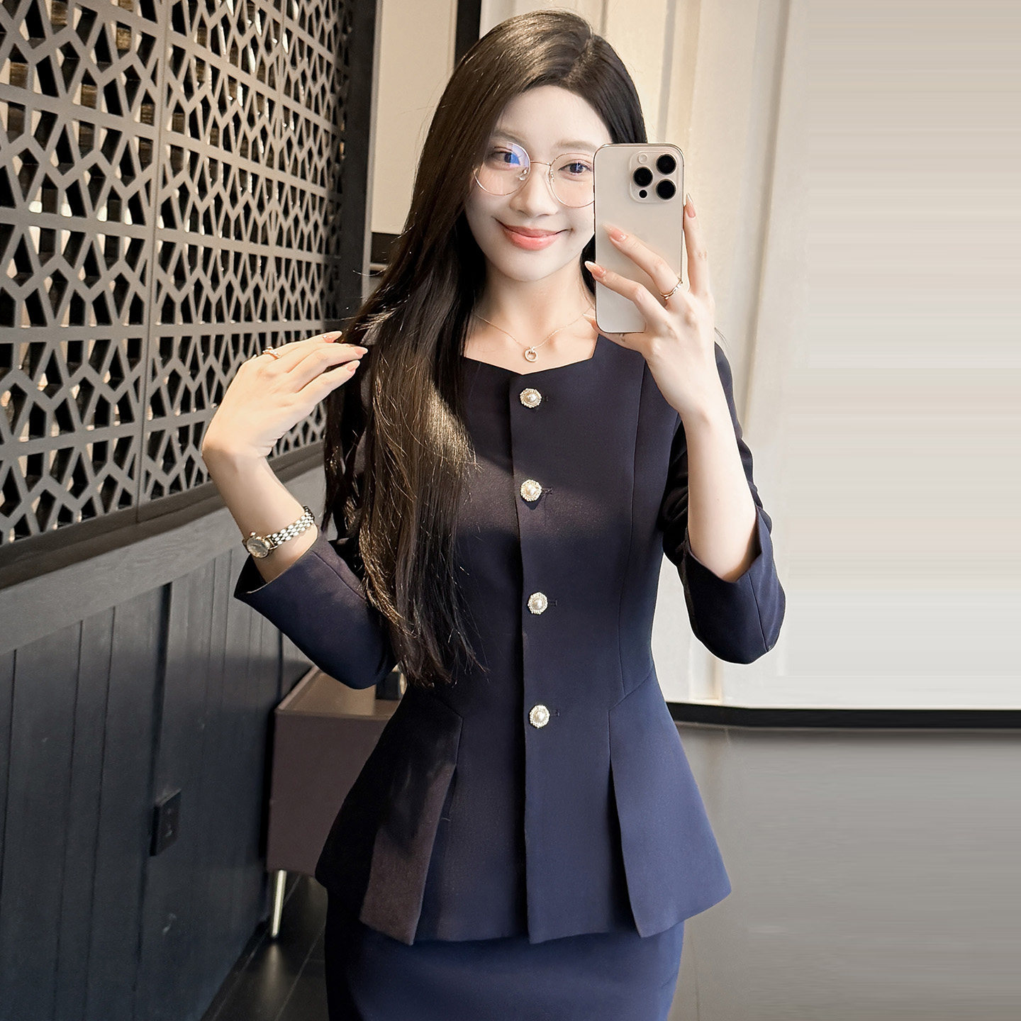 高端职业装女秋冬美容院工作服酒店前台会务接待工装套装案场客服