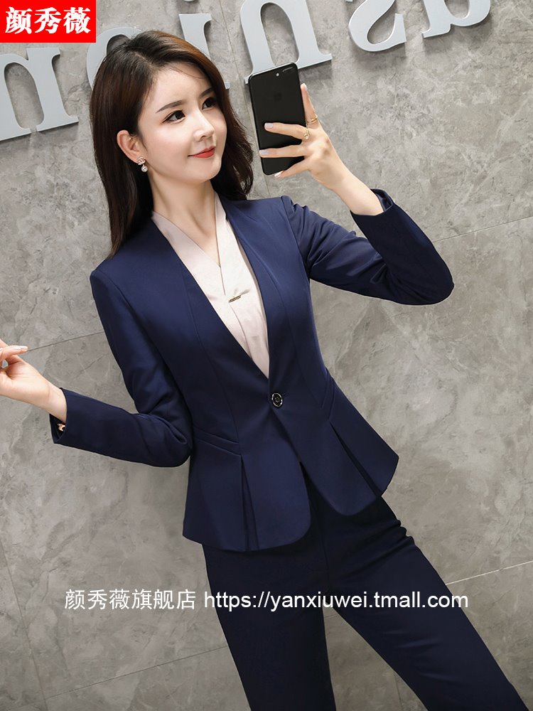 职业装女套装秋冬新款时尚韩版气质女神范工作服面试正装西服工装