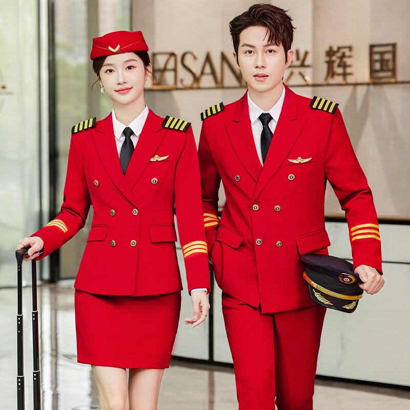 男女军鼓乐队演出服套装航空学院空姐空少班服乘务员机长工作制服