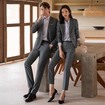 职业西装套装女春秋ol通勤气质男女同款公务员上班面试西服工作服