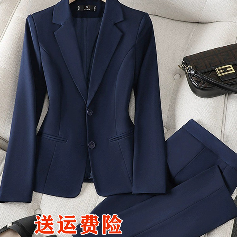 加绒职业西装套装女士正装工装春秋银行面试珠宝店酒店工作服西服