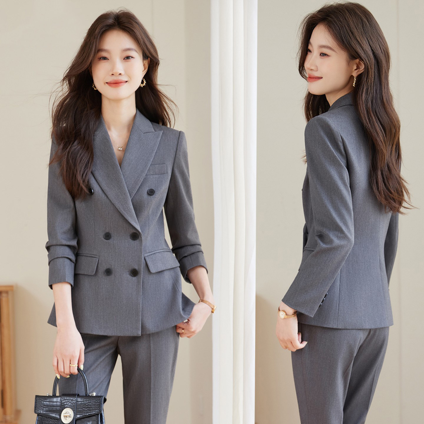 灰色西装外套女端庄高级感轻职场通勤女生面试正装西服套装工作服