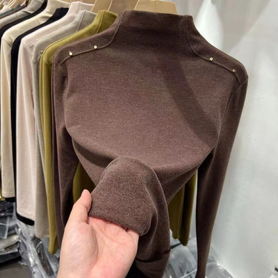 长袖韩版双面德绒保暖拼接半高领