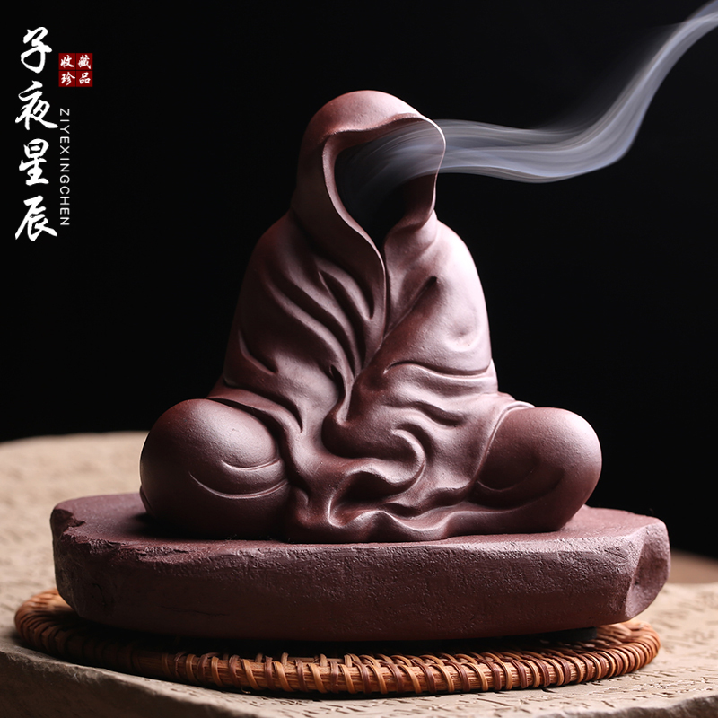 宜兴紫砂无相佛香炉禅意
