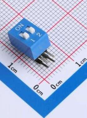 DA-2-B-T 拨码开关 2.54mm间距 2位 琴键式 90度弯插侧拨 蓝色 拨