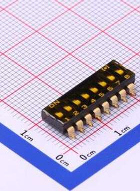 HAD-08LWAG-2 拨码开关 低拨键开关（贴膜） SMD-16P,6.4x21.4mm