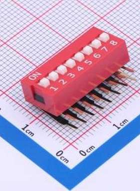 DA-08-R-T 拨码开关 红色90度弯脚 8位 KE拨码开关