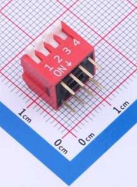 DP-04-R-T 拨码开关 红色侧拨长柄 4位 KE拨码开关 插件