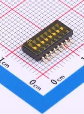 DS-08P 拨码开关 1.27mm间距8位 贴片黑色S脚 拨码开关 SMD,P=1.2