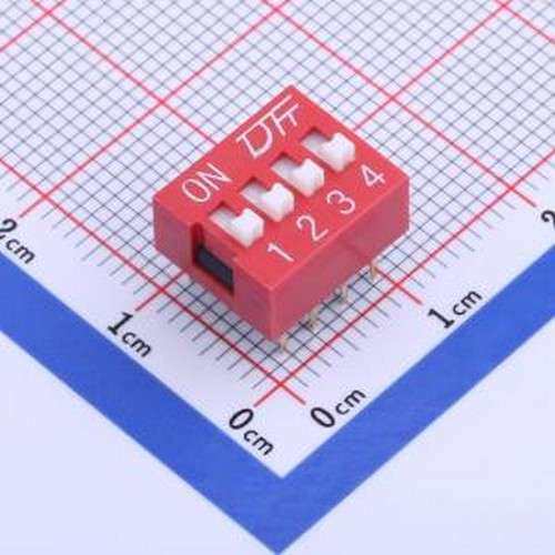 KF1001-04P-R0-GL-DFT-01B 拨码开关 间距2.54mm 平拨,凸起式 4位