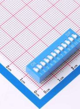 DR-12LT 拨码开关 2.54mm间距 12位 琴键式 直插平拨凸柄 蓝色 拨