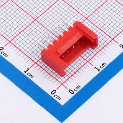 WF-1A200B6P-R 线对板针座 间距2.0mm 直插 带扣 红色 1x6P 插件,