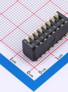 DSPV-08-LS-GET 拨码开关 2.54mm间距 8位 琴键式贴片侧拨 黑色