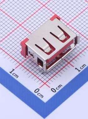 919-152A1072D10400 USB连接器 Type-A 母 弯插 红色 插件