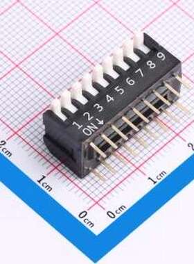 DP-09-K-T 拨码开关 9位 2.54mm间距 宽体黑色侧拨 DIP拨码开关