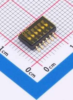 DS-06P 拨码开关 1.27mm间距6位 贴片黑色S脚 拨码开关 SMD,P=1.2