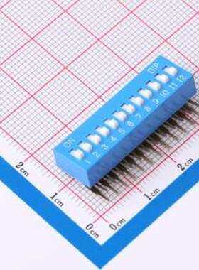 DA-12-B 拨码开关 拨码开关2.54mm间距,弯脚90度侧插 蓝色 12PIN/