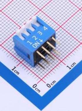 DP-04-B-T 拨码开关 蓝色侧拨长柄 4位 KE拨码开关 插件