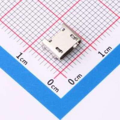 XUDF-0437-17 USB连接器 MICRO 5P母座脚距7.2四脚插板直边有柱 S