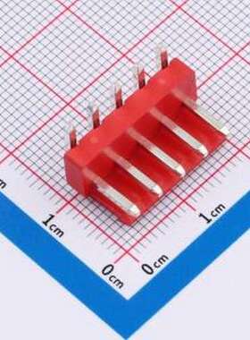 WF-1B396A5P-R 线对板针座 间距2.0mm 弯插 红色 1x5P 弯插,P=3.9
