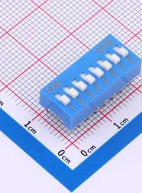 BSE08GB 拨码开关 2.54mm间距8P 蓝色插件拨码开关 插件,P=2.54mm
