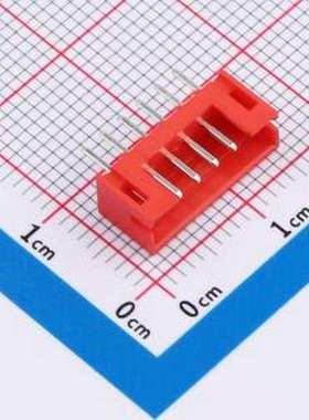 WF-1A200A6P-R 线对板针座 间距2.0mm 直插 红色 1x6P 插件,P=2mm