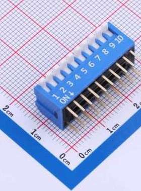 DP-10-B-T 拨码开关 蓝色侧拨长柄 10位 插件拨码开关 插件