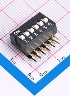 DA-06-K-T 拨码开关 6位 2.54mm间距 宽体黑色 直角型DA系列拨码