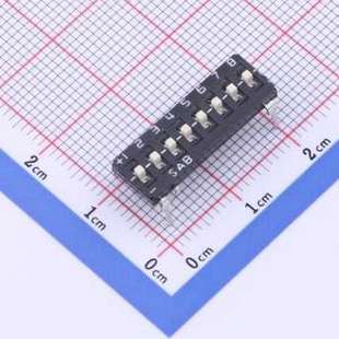 8P三态插件拨码 DTH08GE 2.54mm间距 开关 插件 拨码