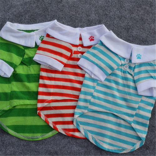【叮咚】宠物衣服 海魂条纹全棉条纹POLO衫 夏季薄款T恤T7008