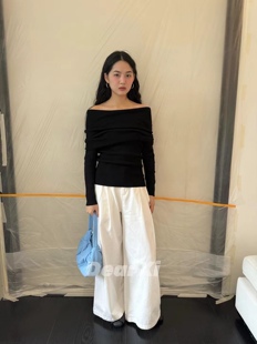 日了个韩｜2025秋季新款慵懒简约高腰显瘦压褶水洗棉质阔腿休闲裤