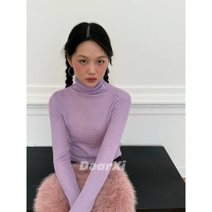 日了个韩｜百搭神器～修身 内搭毛衣女 显瘦弹力亲肤高领针织打底衫