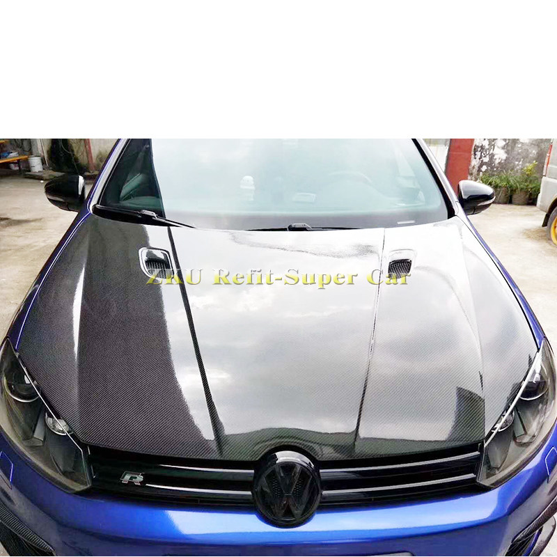 适用于高尔夫6 GTI R20改装碳纤维机盖引擎盖开孔叶子板