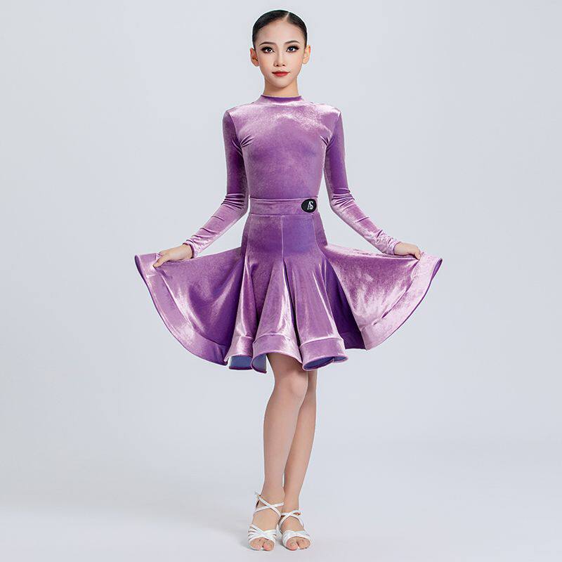 2025新款拉丁舞服女童比赛规定服冬季丝绒少儿高级感标准考级赛服