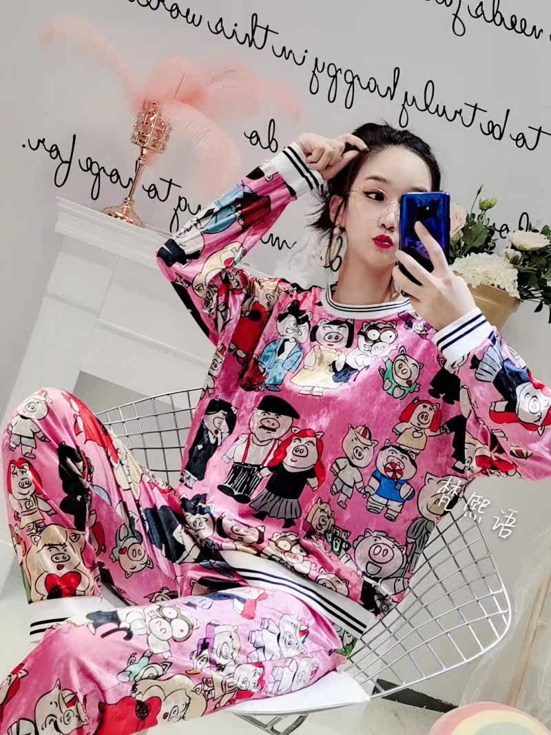 套裝女歐韓布袋家居服2019冬季新款網紅卡通可愛鑽石絨寬松睡衣潮在類目 女裝/女士精品, 套裝/學生校服/工作制服, 休閒運動套裝中 - 來自Buy2taobao.com提供專業的淘寶代購服務