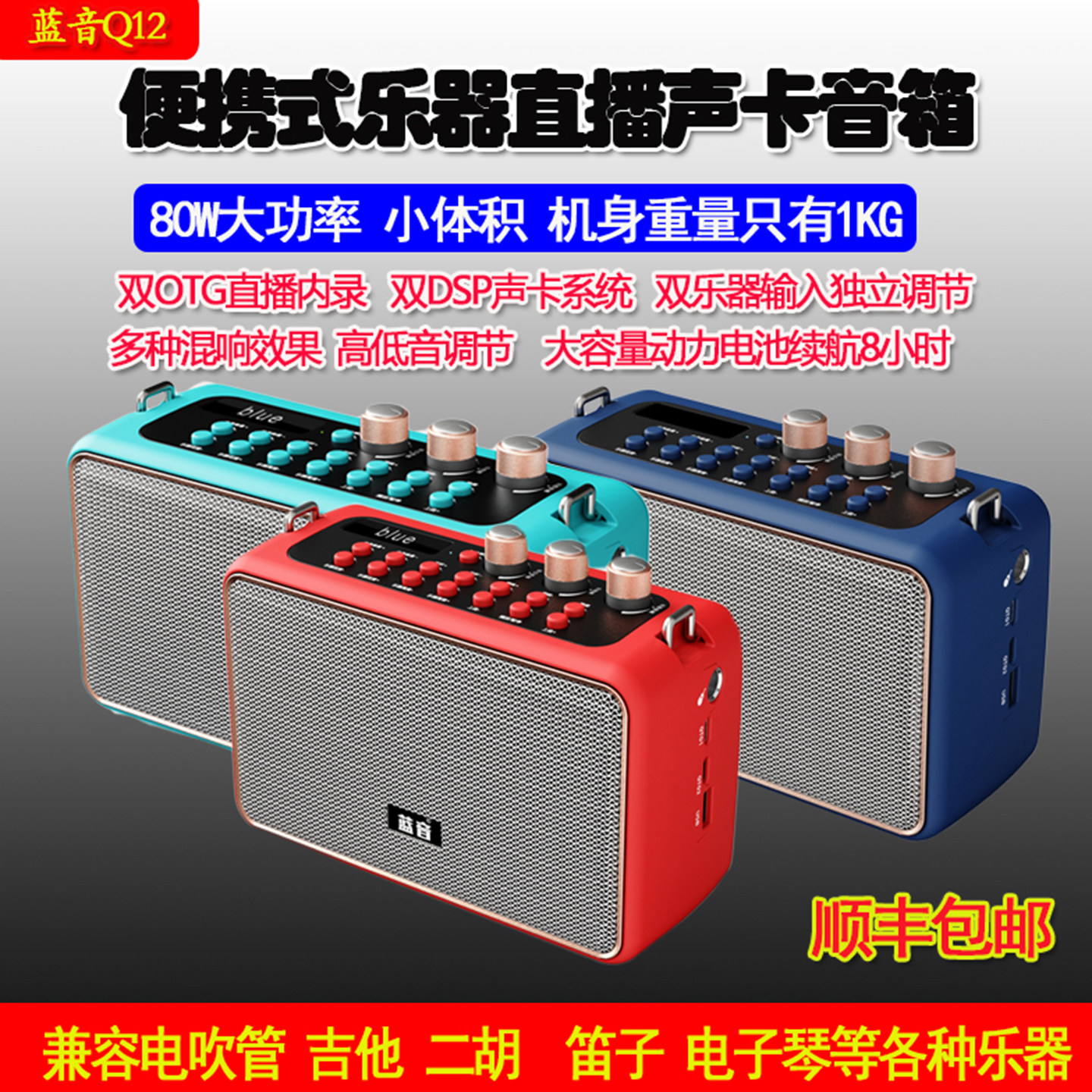 蓝音Q12户外电吹管萨克斯电吉他弹唱二胡笛子葫芦丝专用乐器音箱