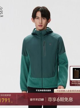 KOLON SPORT可隆抓绒衣男POLARTEC ALPHA抓绒夹克连帽多口袋外套