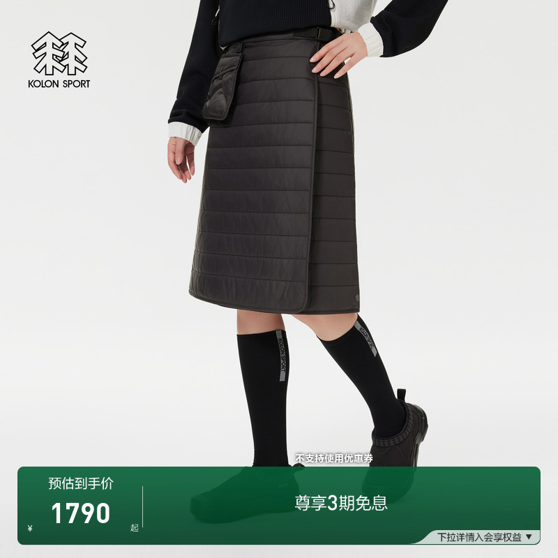 KOLON SPORT可隆运动半裙Primaloft女士夹棉半身裙冬大口袋裹裙