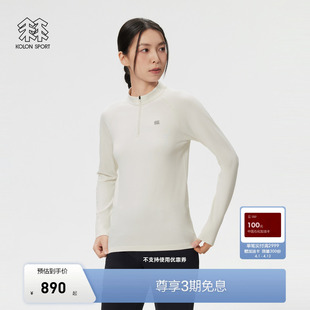 KOLON T恤内搭 SPORT可隆户外休闲衣女士无缝一体织半拉链长袖