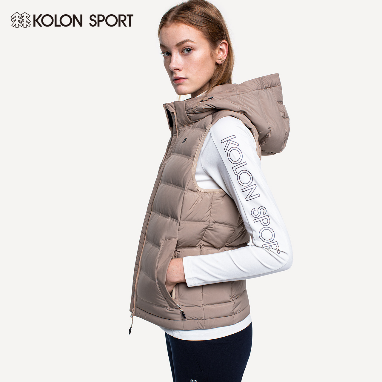 KOLONSPORT Kok lung 90% Goose down the republic of korea Chaopai Hooded TUBE Down Vest Vestin the Sportswear/Casual Clothing , Sports vest , Down vest  category - from Buy2taobao.com to provide professional Taobao agent buy service