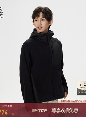 KOLON SPORT可隆露营秋冬男士抓绒夹克保暖轻便宽松连帽梭织外套