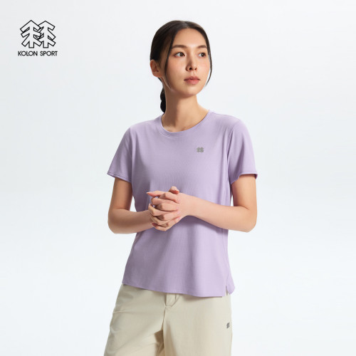 KOLON SPORT可隆吸湿速干T恤女士短袖夏徒步圆领T恤户外运动上衣