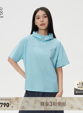 KOLON SPORT可隆短袖T恤DAYPACK系列女士可调节圆领连帽上衣