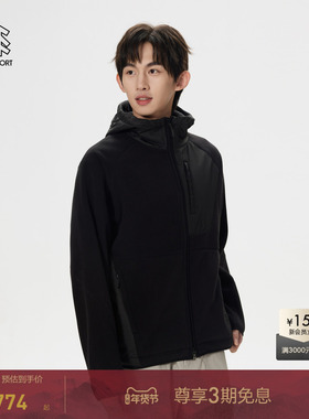 KOLON SPORT可隆露营秋冬男士抓绒夹克保暖轻便宽松连帽梭织外套