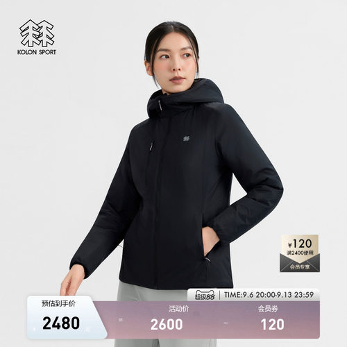 KOLON SPORT可隆保暖棉衣休闲防泼水PRRIMALOFT金标棉女轻薄棉服