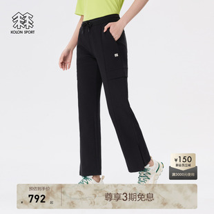 松紧腰户外休闲裤 KOLON 裤 直筒阔腿工装 SPORT可隆女士混纺针织裤