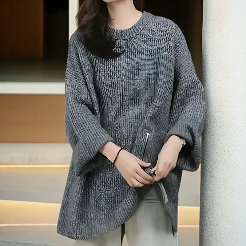 美洋【现货清仓】雪花灰毛衣 超柔羊毛纱*元宝鱼鳞开叉针织衫