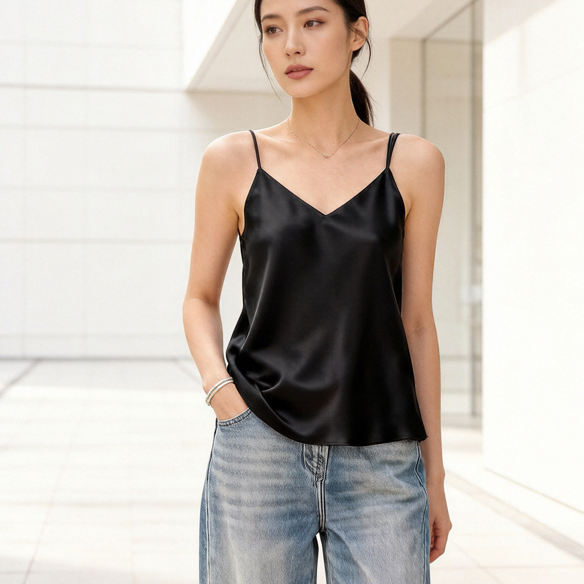 美洋 鱼美人真丝吊带【原版剪标背心吊带