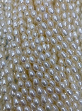 5~6mm 米珠 强光 干净 无纹 无花皮 彩光 天然淡水珍珠 diy 项链