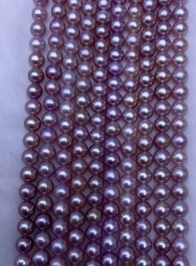 天然淡水珍珠4-5mm蓝莓紫色ak长度39项链手链DIY经典款饰品配件